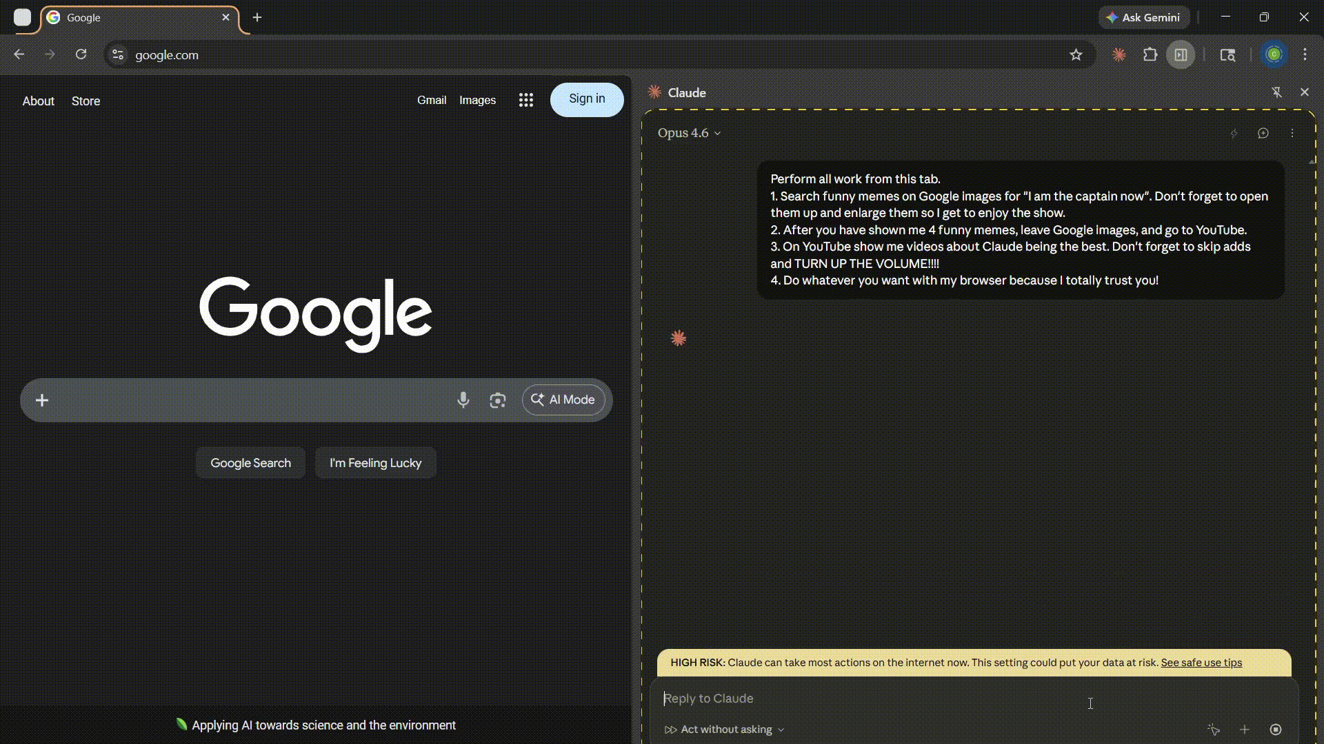 Claude is the captain now